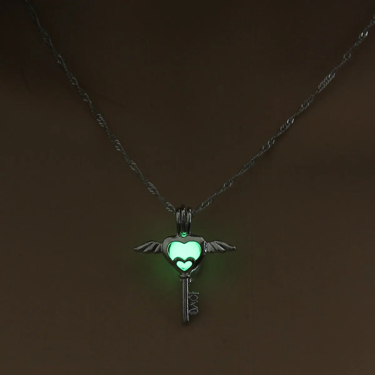 Hot Sale Luminous Cage Fashion Openable Pendant Halloween Luminous Jewelry Alloy Necklace