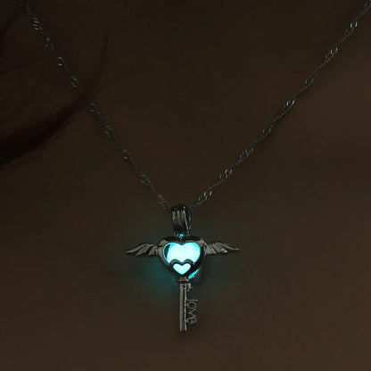 Hot Sale Luminous Cage Fashion Openable Pendant Halloween Luminous Jewelry Alloy Necklace