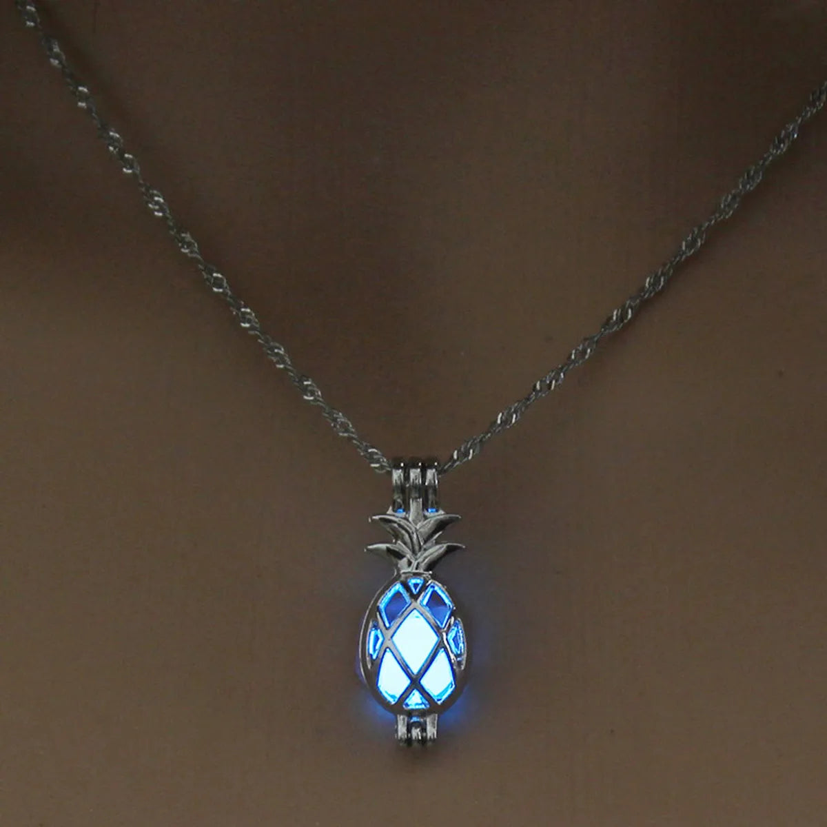 Hot Sale Luminous Cage Fashion Openable Pendant Halloween Luminous Jewelry Alloy Necklace