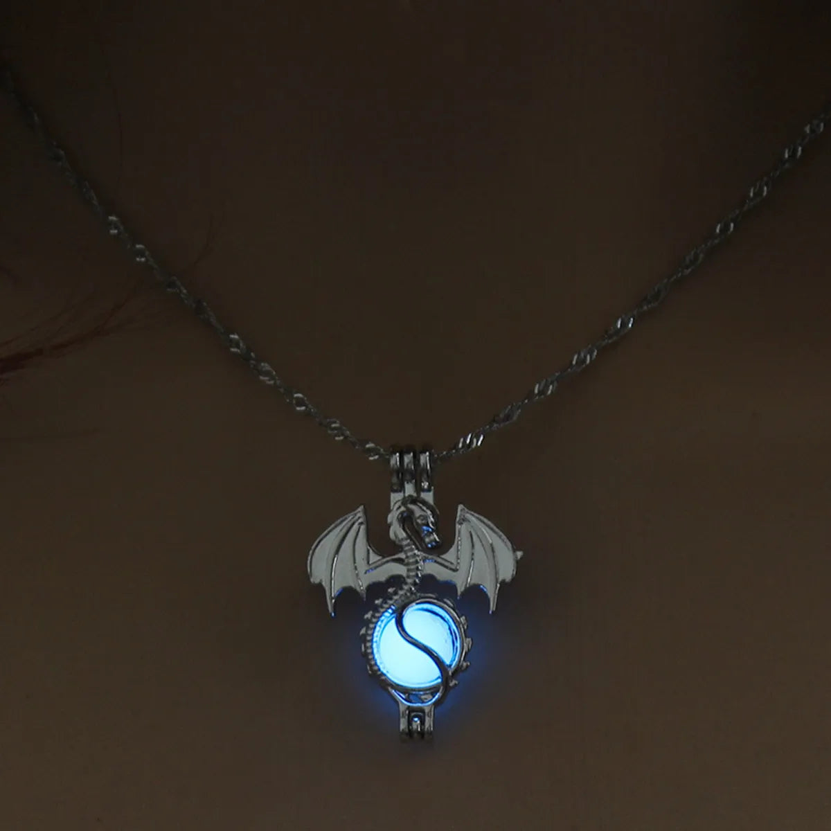 Hot Sale Luminous Cage Fashion Openable Pendant Halloween Luminous Jewelry Alloy Necklace