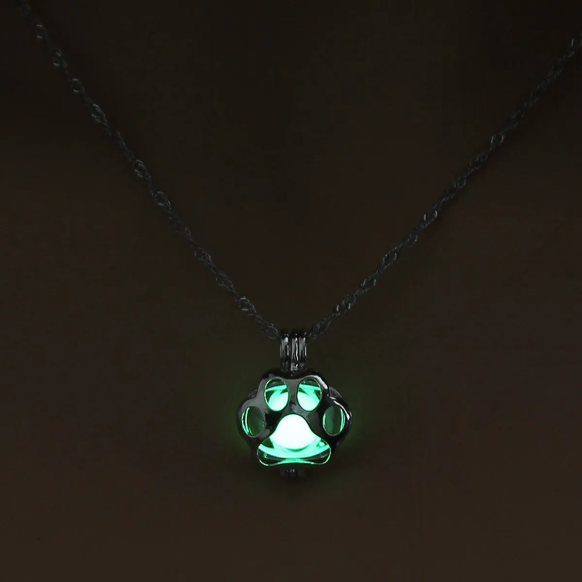 Hot Sale Luminous Cage Hollow Cat Claw Pendant Halloween Alloy Necklace For Women Accessories