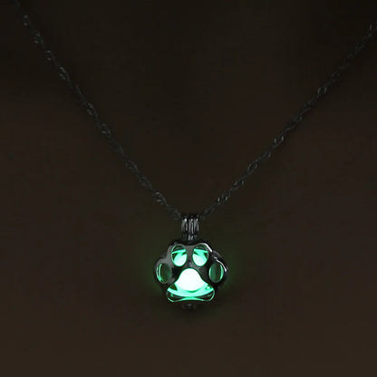 Hot Sale Luminous Cage Hollow Cat Claw Pendant Halloween Alloy Necklace For Women Accessories