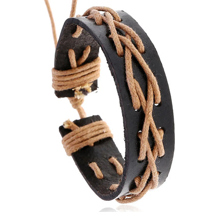 Hot Sale Men'S Retro Cowhide Wax Thread New Woven Bracelet Leather Jewelry Wholesale Nihaojewelry