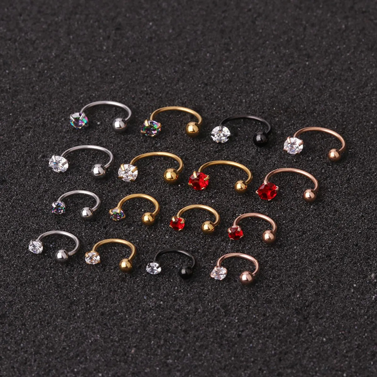 Hot Sale Piercing Zircon C-Type Nose Nail Stainless Steel Screw Earrings