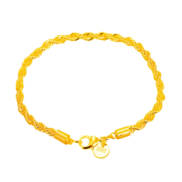 Hot Sale Plated 925 Jewelry European And American Fashion Jewelry Popular Silver Jewelry Wide 4Mm Twist Rope Bracelet