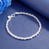 Hot Sale Plated 925 Jewelry European And American Fashion Jewelry Popular Silver Jewelry Wide 4Mm Twist Rope Bracelet