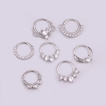 Hot Sale Zircon Nose Ring Micro-inlaid Round Nasal Septum Ear Bone  Wholesale