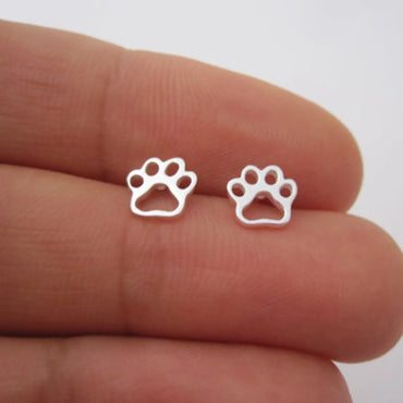 Hot-saling Hollow  Alloy Plating Cute Animal Cat And Dog Foot Earrings Wholesale