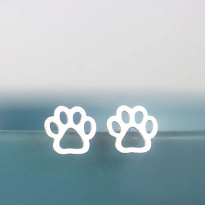 Hot-saling Hollow  Alloy Plating Cute Animal Cat And Dog Foot Earrings Wholesale