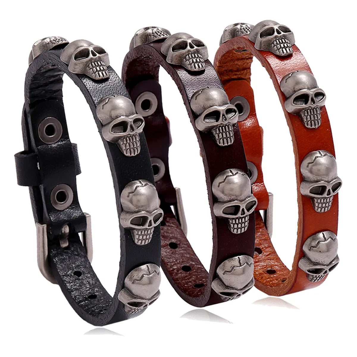 Hot-Selling Accessories New Punk Style Skull Leather Trend Men And Women Student Jewelry Bracelet