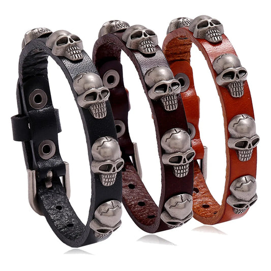 Hot-Selling Accessories New Punk Style Skull Leather Trend Men And Women Student Jewelry Bracelet