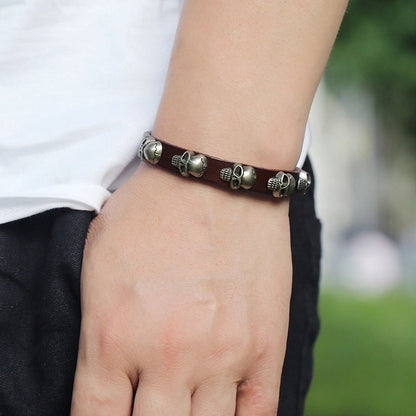 Hot-selling Accessories New Punk Style Skull Leather Trend Men And Women Student Jewelry Bracelet