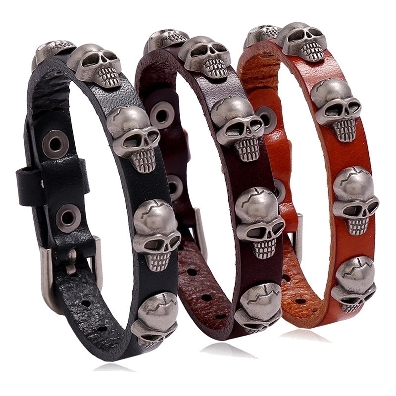 Hot-selling Accessories New Punk Style Skull Leather Trend Men And Women Student Jewelry Bracelet