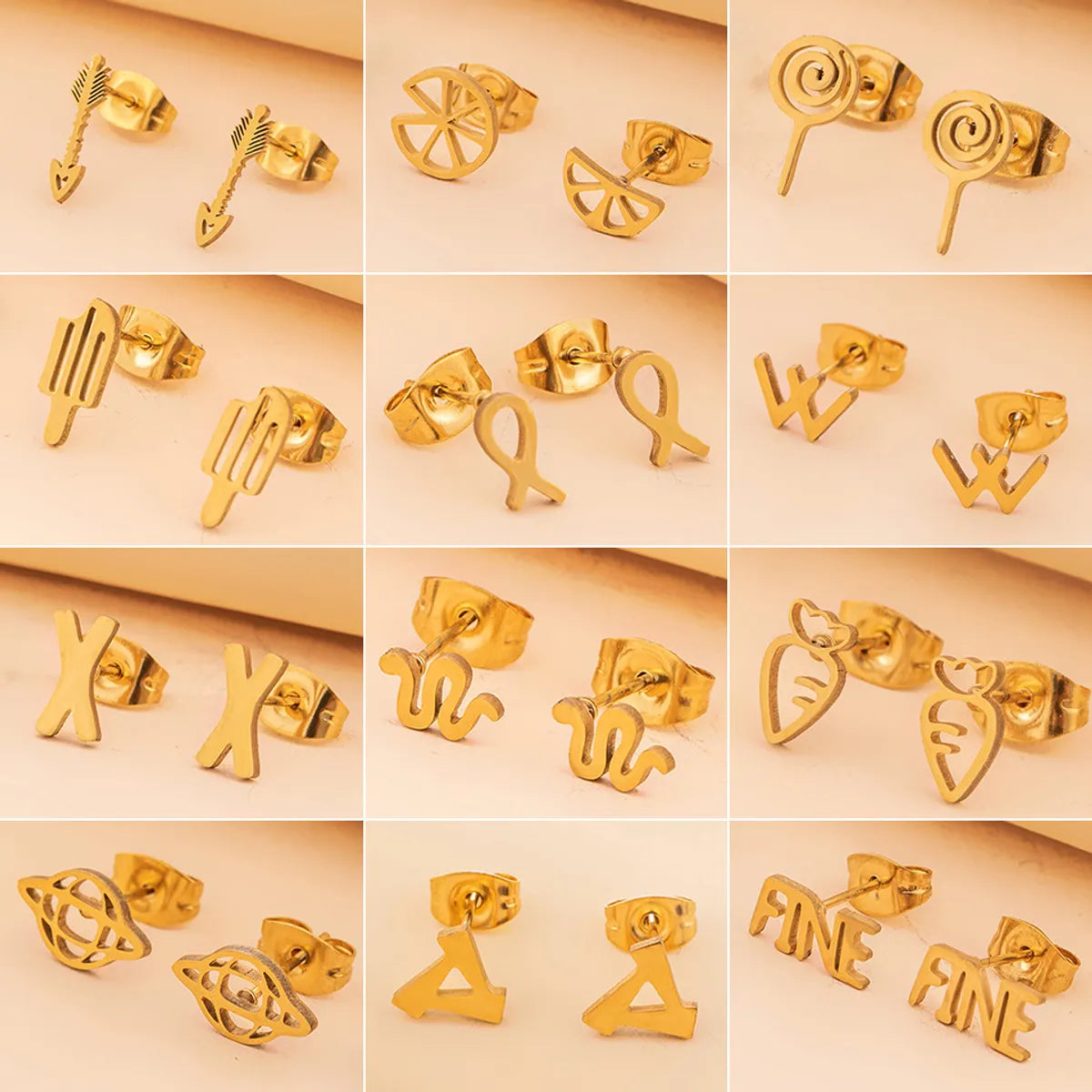 Hot Selling Ear Jewelry Simple New Stainless Steel Geometric Small Earrings Ear Buckle Ear Clip Earrings Wholesale