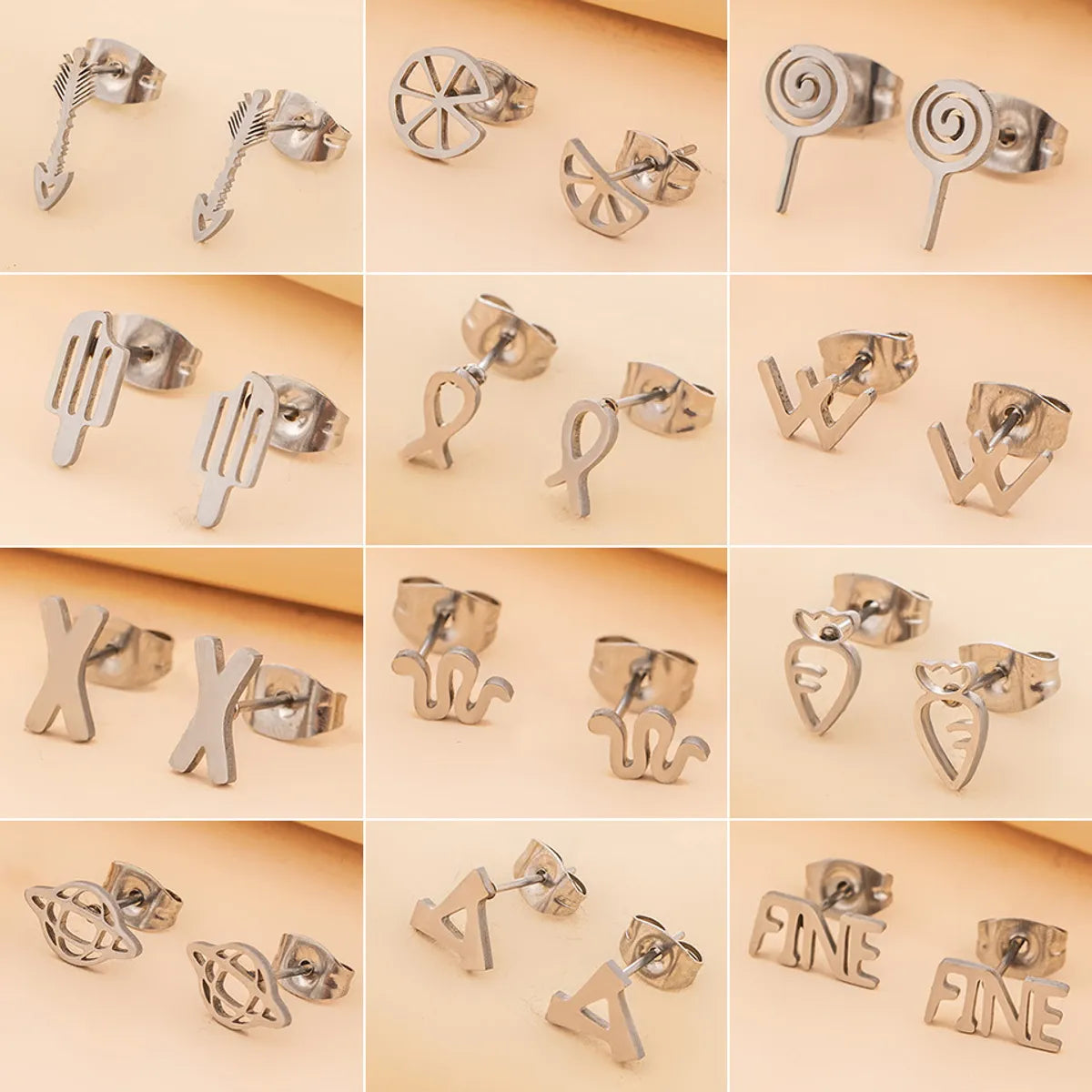 Hot Selling Ear Jewelry Simple New Stainless Steel Geometric Small Earrings Ear Buckle Ear Clip Earrings Wholesale