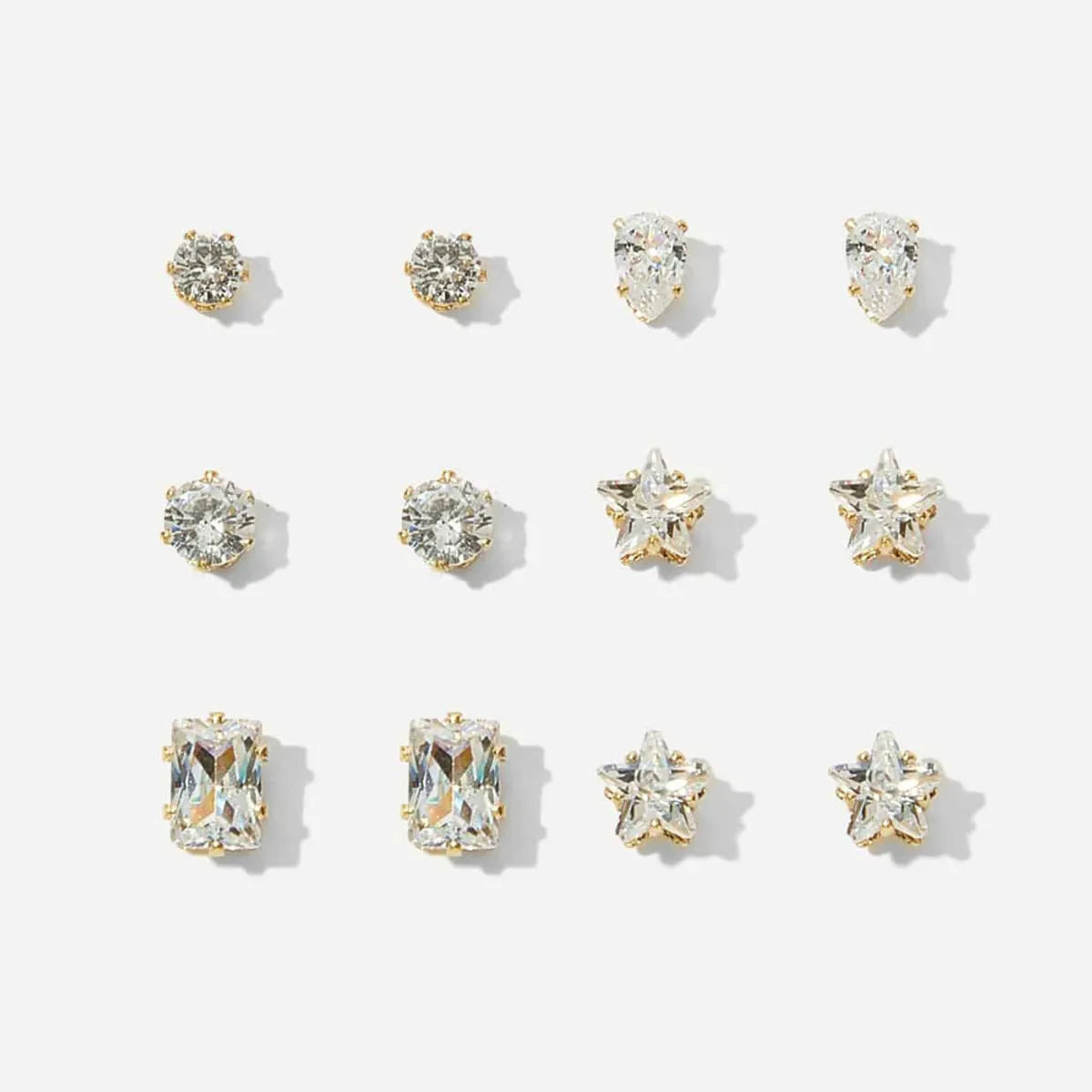 Hot-Selling Geometric Zircon 6 Pairs Of Earrings Set Creative Retro Simple Embedded Diamond Earrings Wholesale Nihaojewelry