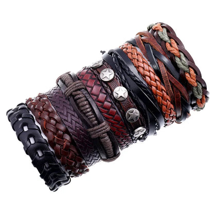 Hot-Selling Men'S Cowhide Retro Multi-Layer Woven Suit Bracelet