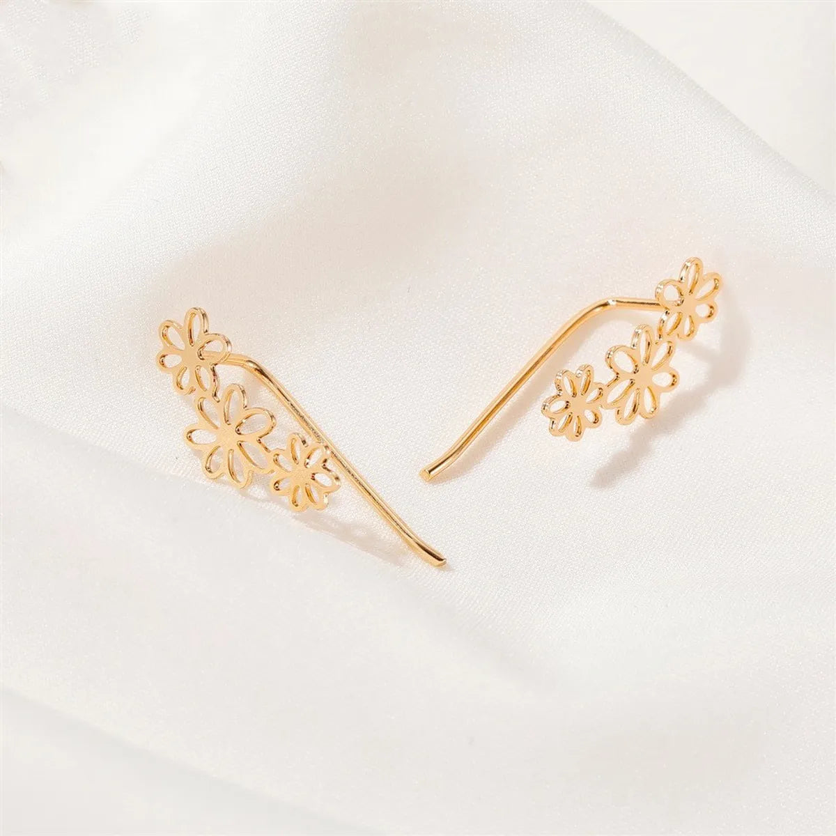 Hot Selling Simple Flower Earrings Hollow Small Flower Ear Clip Earrings Wholesale Gooddiy