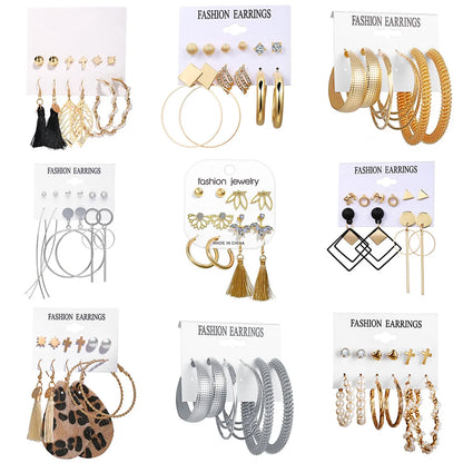 Hot Selling Tassel Earrings Creative Simple Retro  Earring Set 6 Pairs