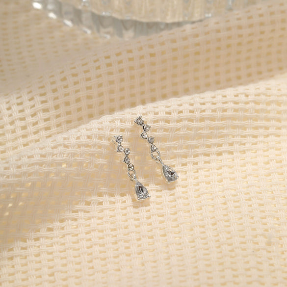 Hotselling Alloy Dropshaped Zircon Stud Earrings For Women With Diamondembedded And Electroplating Design Ins Style Simple Elegant And Exquisite