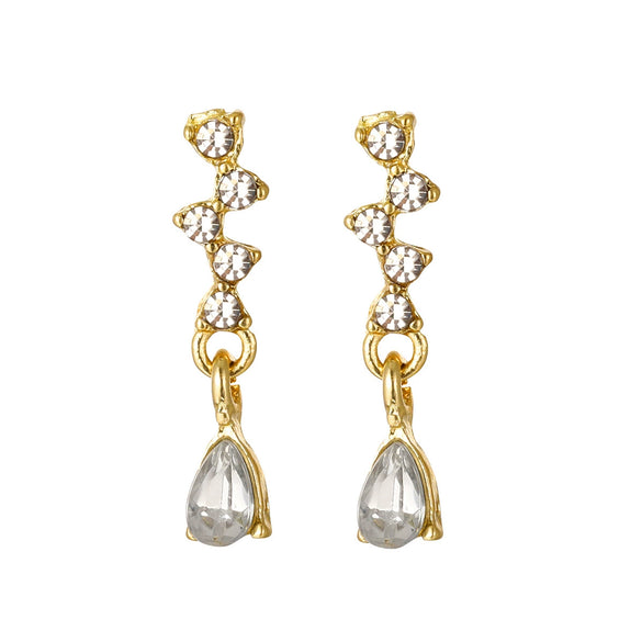 Hotselling Alloy Dropshaped Zircon Stud Earrings For Women With Diamondembedded And Electroplating Design Ins Style Simple Elegant And Exquisite
