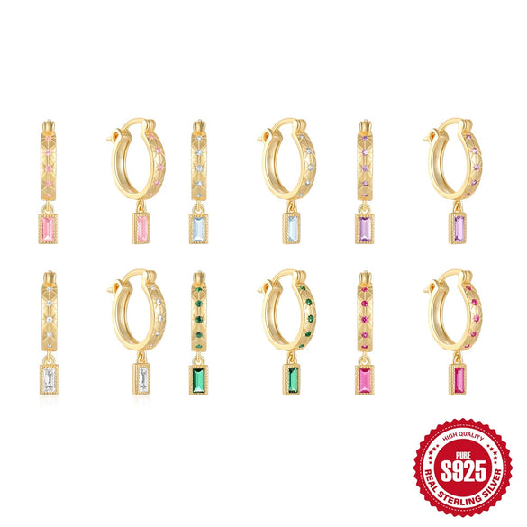 Hotselling Classic Fashion Eggshaped Square Earrings For Women Silver With Geometric Zirconia Design