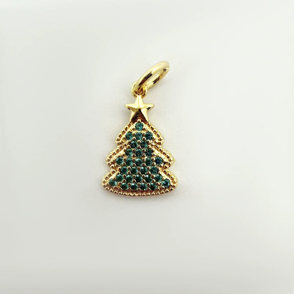 Hotselling Copper Goldplated Snowman Snowflake Christmas Tree Pendant Bracelet Necklace Diy Jewelry Accessories
