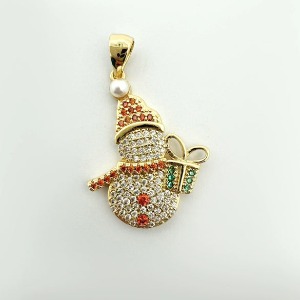 Hotselling Copper Goldplated Snowman Snowflake Christmas Tree Pendant Bracelet Necklace Diy Jewelry Accessories