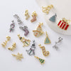 Hotselling Copper Goldplated Snowman Snowflake Christmas Tree Pendant Bracelet Necklace Diy Jewelry Accessories