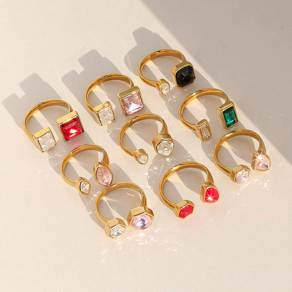 Hotselling Geometric Electroplated Unisex Retro Adjustable Rings