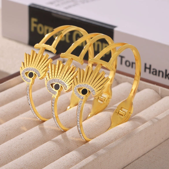 Hotselling Irregular Devil's Eye Bracelet Titanium Steel 18K Gold Plated Electroplating