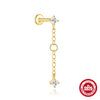 Hotselling Luxury S925 Sterling Silver Clover Tassel Splicing Geometric Cartilage Piercing Earrings With Zirconia Design