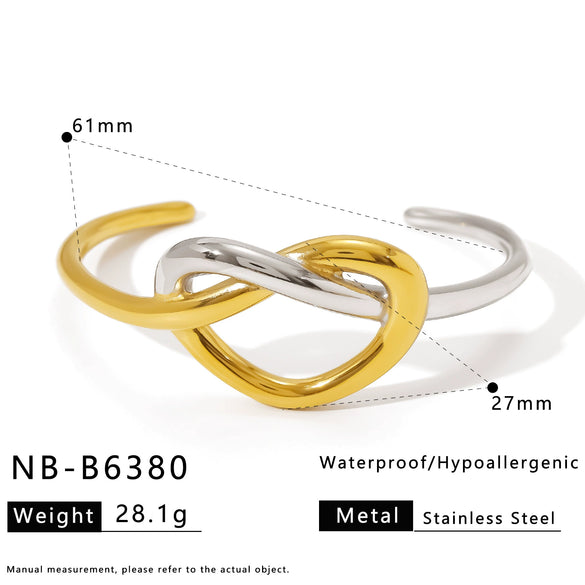 Hotselling Stainless Steel 18K Gold Electroplated Polished Bracelet With Geometric Knot Design