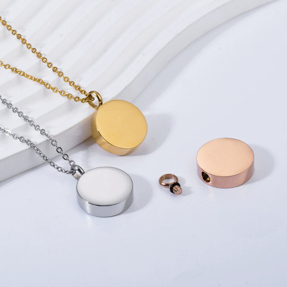 Hotselling Stainless Steel Round Gloss Openable Perfume Bottle Family Pet Hair Ashes Pendant
