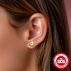 Hotselling 925 Sterling Silver Round Geometric Diamond Stud Earrings With Flower Pattern And Electroplating For Women