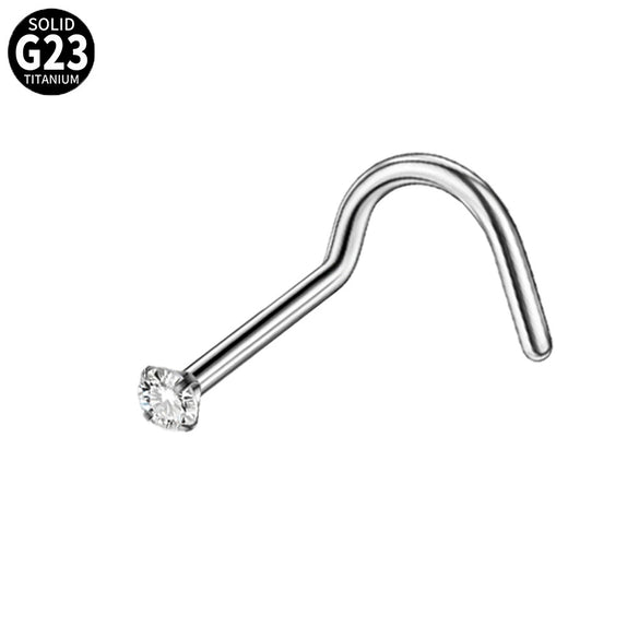 Human Body Puncture Nose Nail Jewelry G23 Titanium Grasping Round Zircon Polishing With Letters Numbers Text Pattern Unisex
