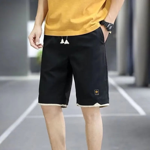 Ice Silk Shorts Men'S Summer  New Quick-Drying Beach Pants Five-Point Pants Loose Casual Sports Pants