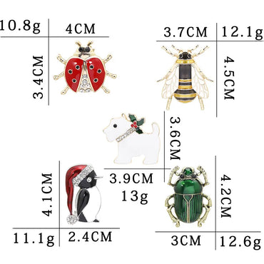 IG Style Animal Insect Alloy Enamel Plating Inlay Zircon Unisex Brooches