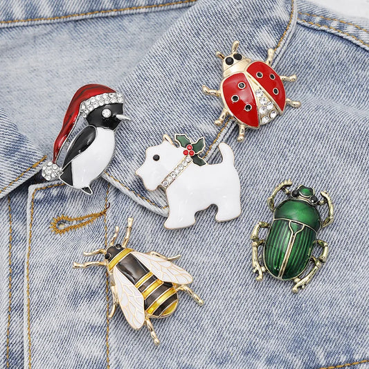 IG Style Animal Insect Alloy Enamel Plating Inlay Zircon Unisex Brooches