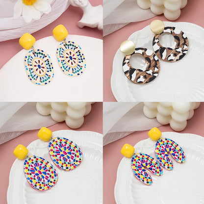 IG Style Animal Leaves Flower 3D Print Arylic Earrings