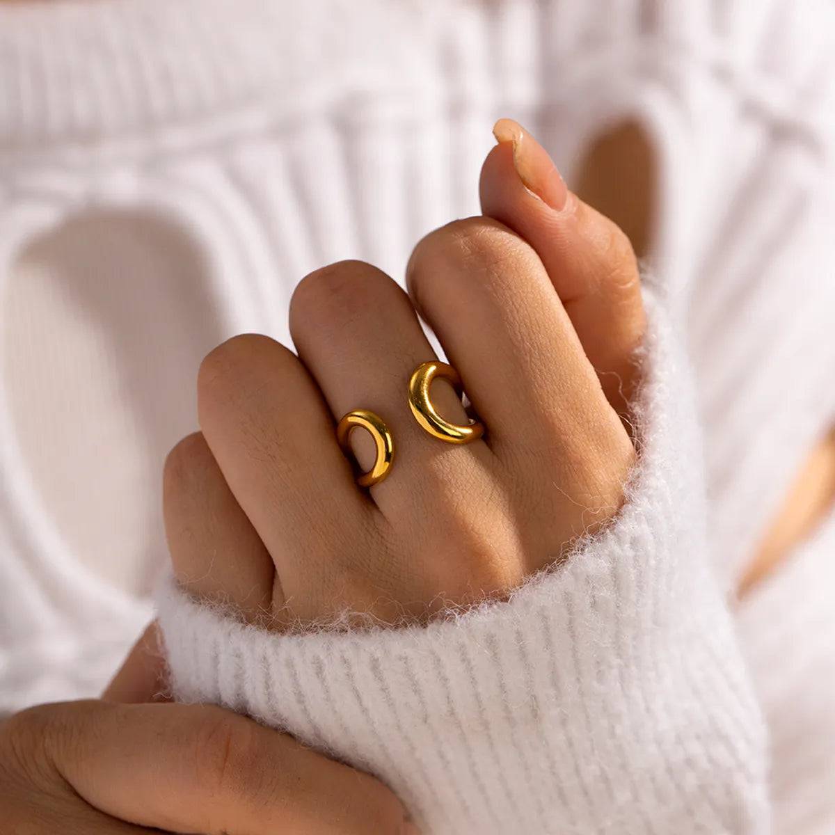 Ig Style Asymmetrical Stainless Steel Plating 18k Gold Plated Open Rings