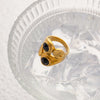 Ig Style Asymmetrical Stainless Steel Plating Inlay Zircon 18k Gold Plated Rings