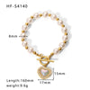 IG Style Basic Classic Style Geometric Heart Shape Stainless Steel 18K Gold Plated Artificial Pearls Bracelets In Bulk