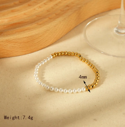 IG Style Basic Commute Solid Color 304 Stainless Steel Artificial Pearl 18K Gold Plated Artificial Pearls Bracelets In Bulk