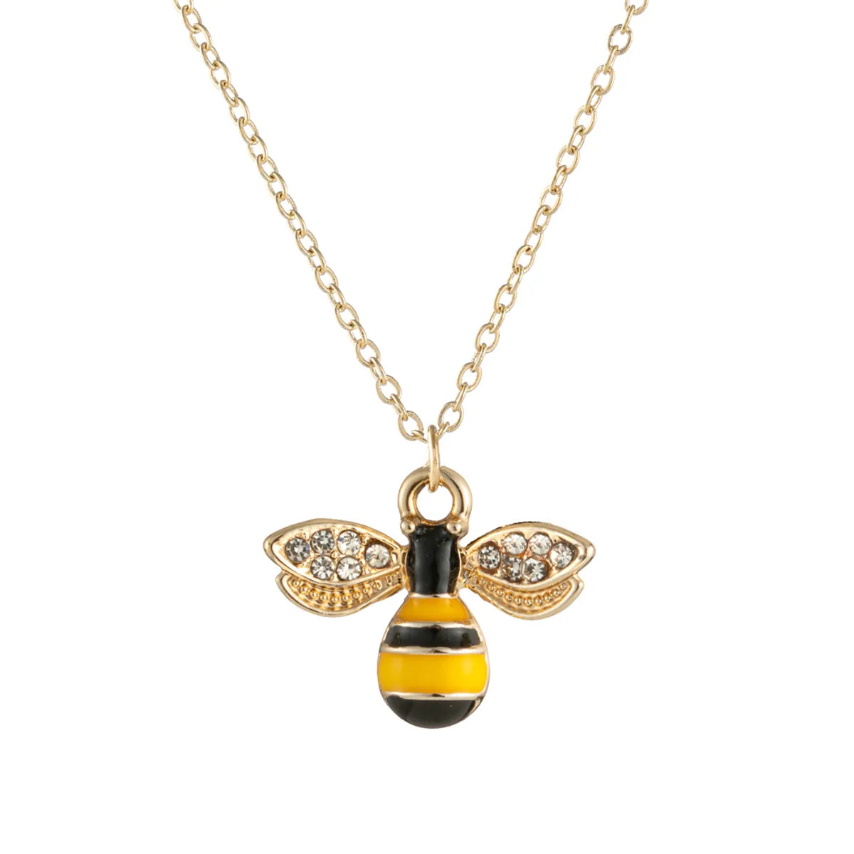 IG Style Basic Korean Style Bee Alloy Enamel Plating Inlay Rhinestones Gold Plated Silver Plated Women'S Pendant Necklace