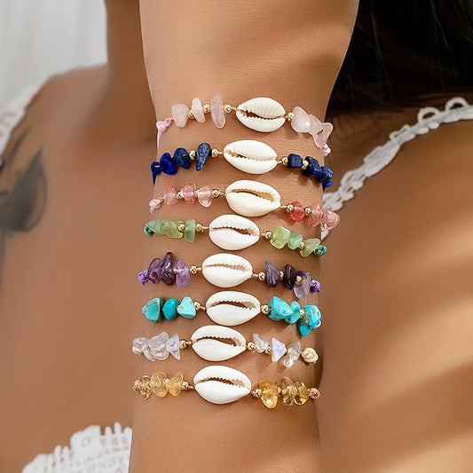 IG Style Beach Shell Natural Stone Shell Metal Wholesale Bracelets