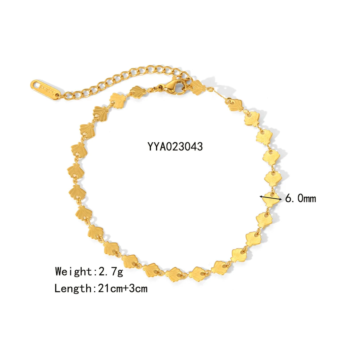 Wholesale Jewelry IG Style Beach Simple Style Geometric Solid Color 201 Stainless Steel 304 Stainless Steel 18K Gold Plated Stoving Varnish Anklet