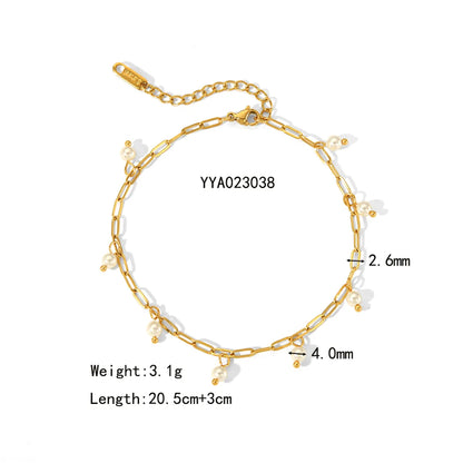 Wholesale Jewelry IG Style Beach Simple Style Geometric Solid Color 201 Stainless Steel 304 Stainless Steel 18K Gold Plated Stoving Varnish Anklet