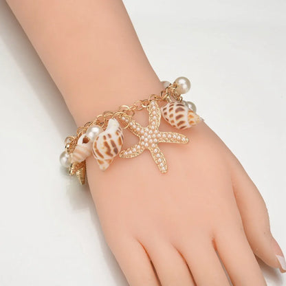 IG Style Beach Starfish Conch Pearl Metal Wholesale Bracelets