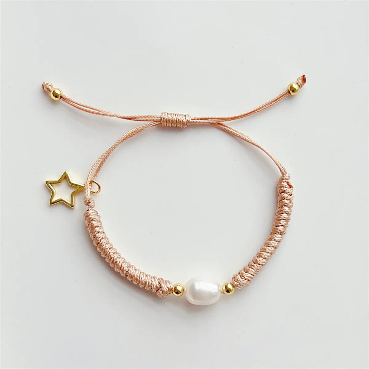 Ig Style Bohemian Star Freshwater Pearl Wax Rope Plating 18k Gold Plated Women'S Bracelets